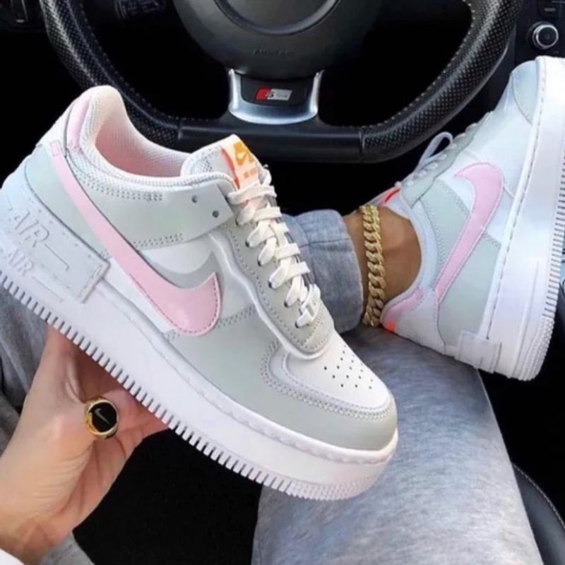 Nike rosa cheap com cinza