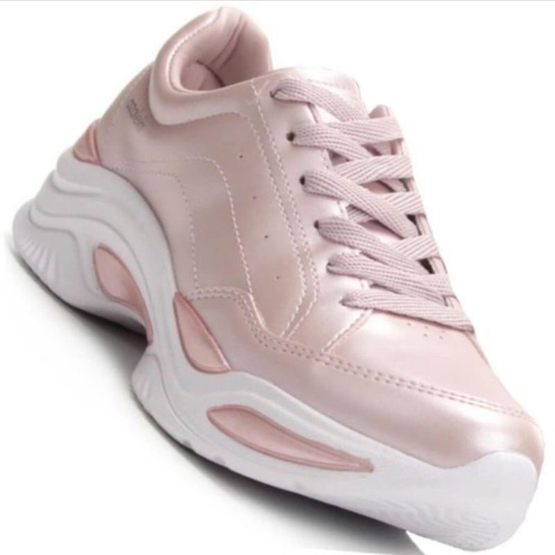 Tenis azaleia sales rosa metalico