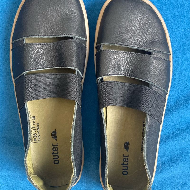 Couro Sapatos Outer Feminino Tenis Sapato Azul Petróleo Outer