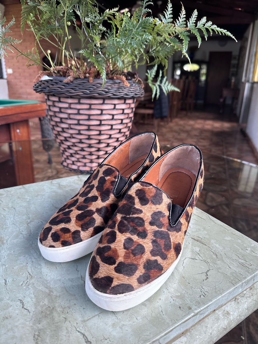 T nis Slip On Animal Print de Pelo Santa Lolla 38 T nis Feminino