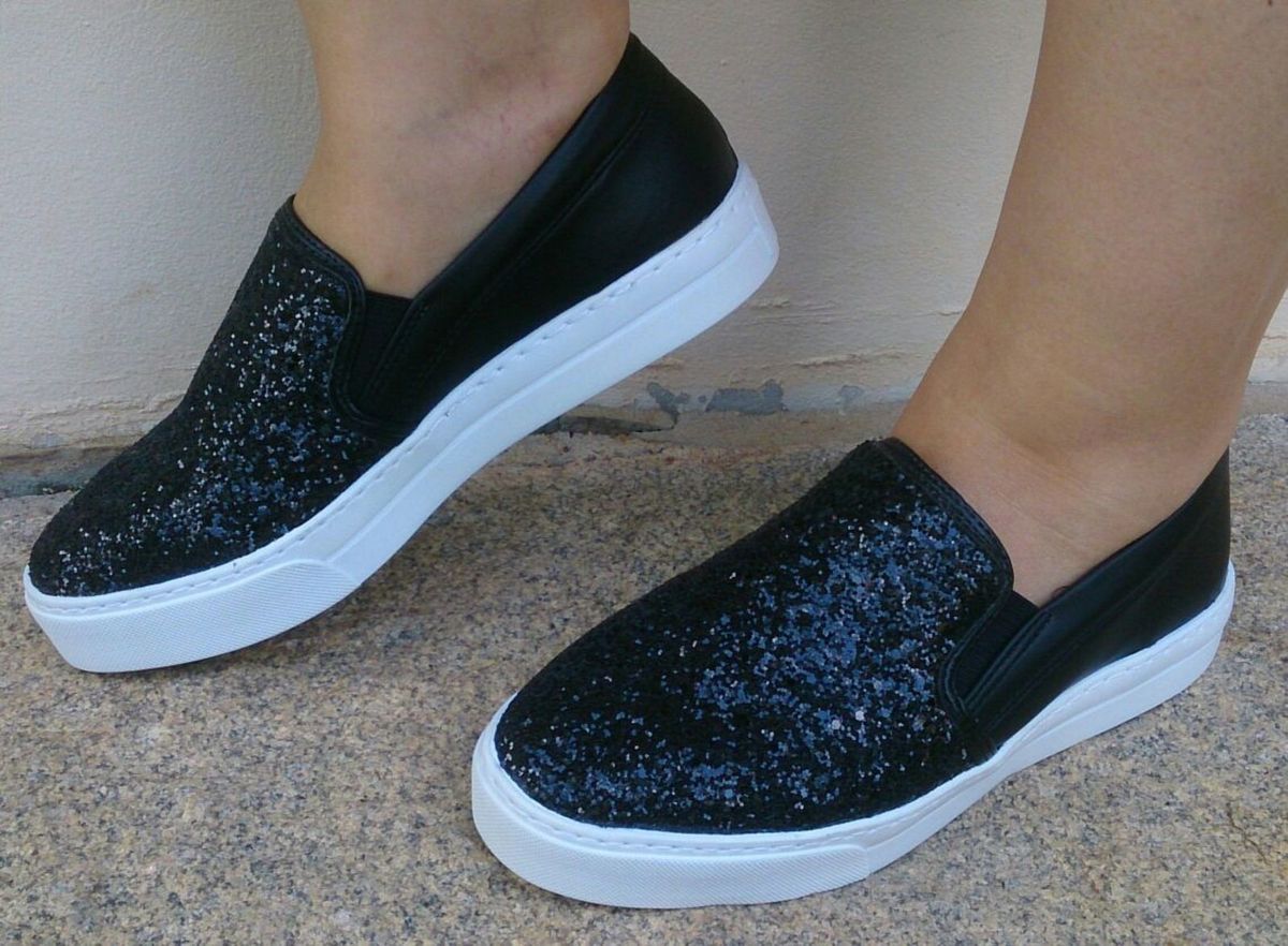 tenis slip com glitter