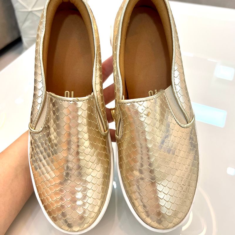 Tenis Slip On Santa Lolla Dourado 36 Tênis Feminino Santa Lolla