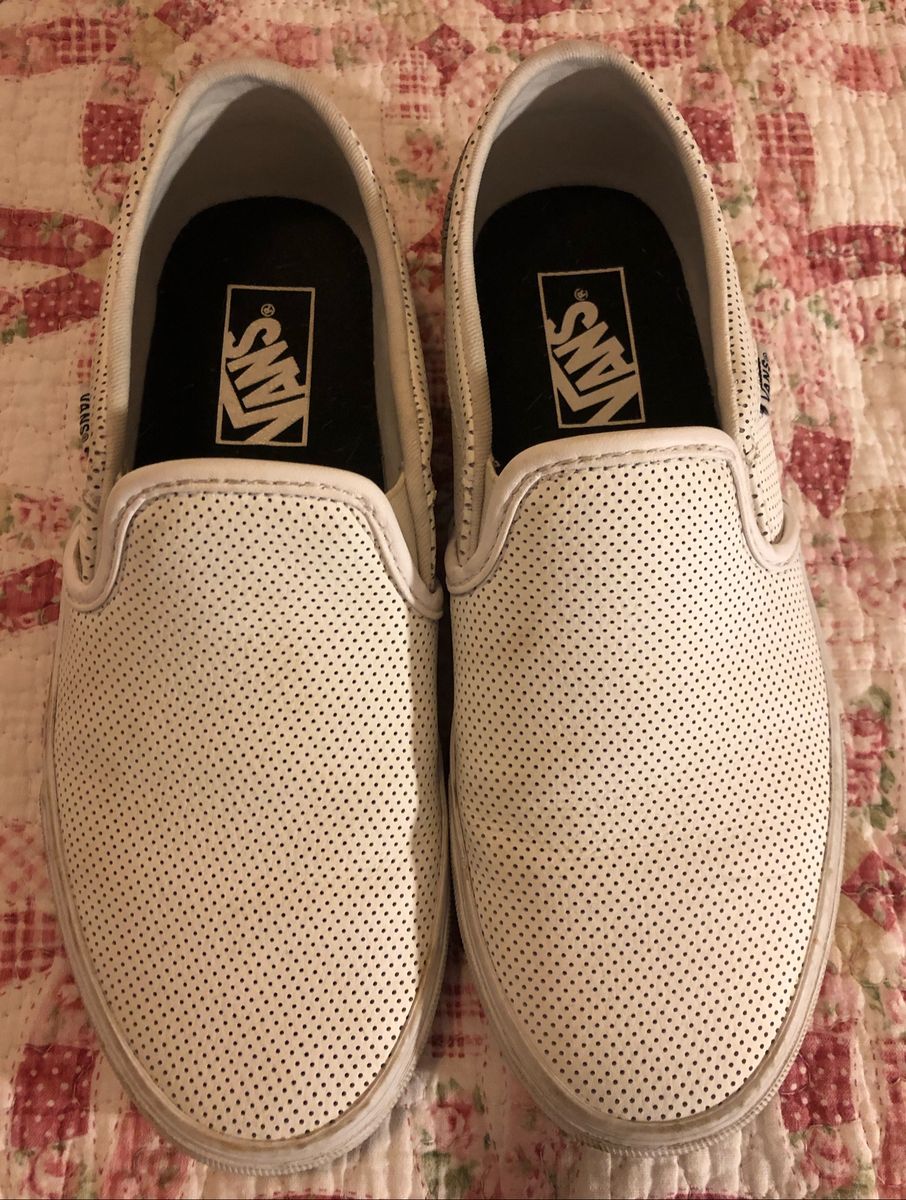 vans slip on branco couro