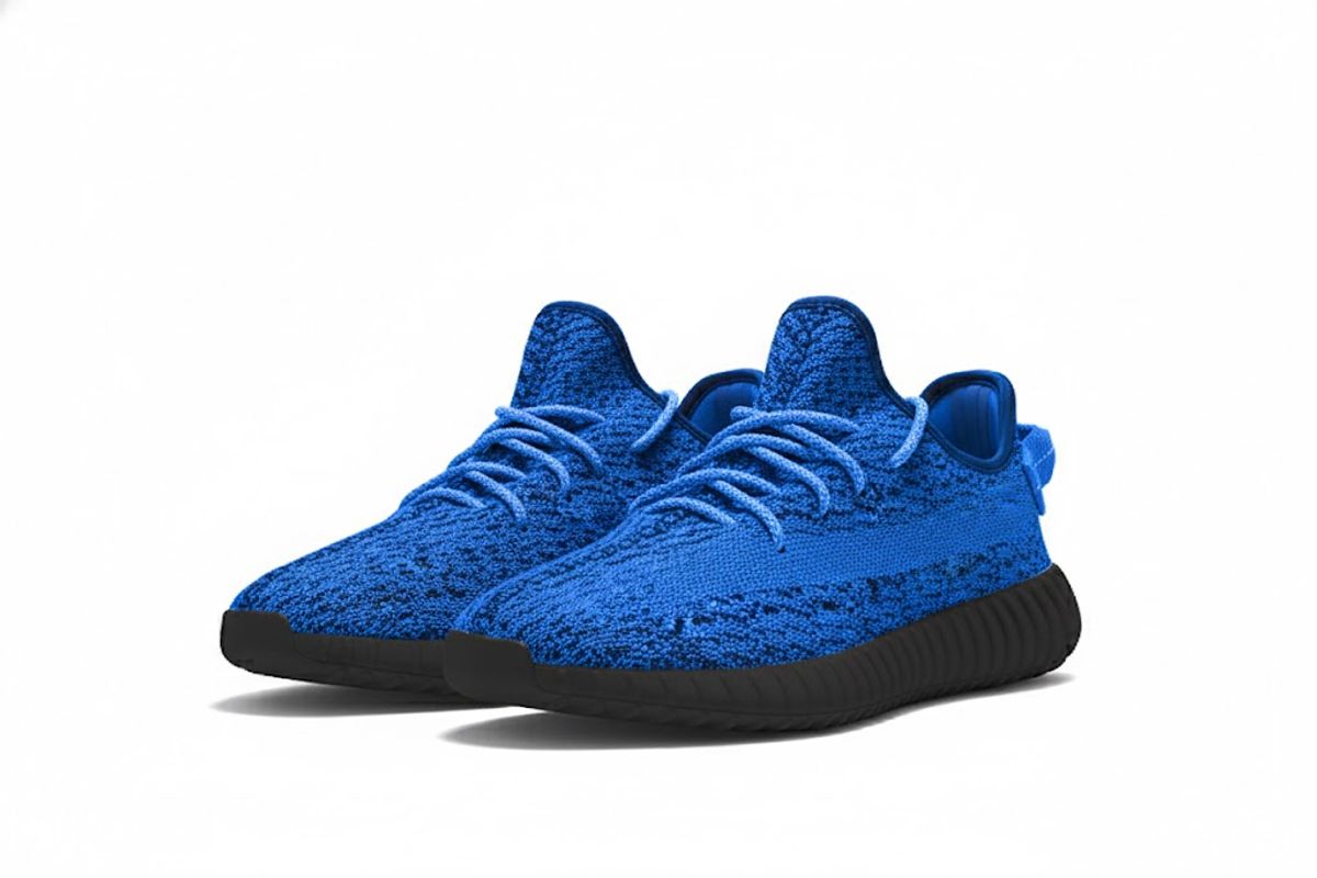 Tênis Sneaker Azul Royal Knit Esportivo Casual com Solado Black ...