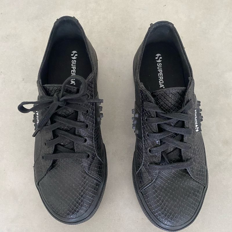 Tenis Superga Snake Couro Preto Tênis Feminino Superga Usado 101405538  enjoei