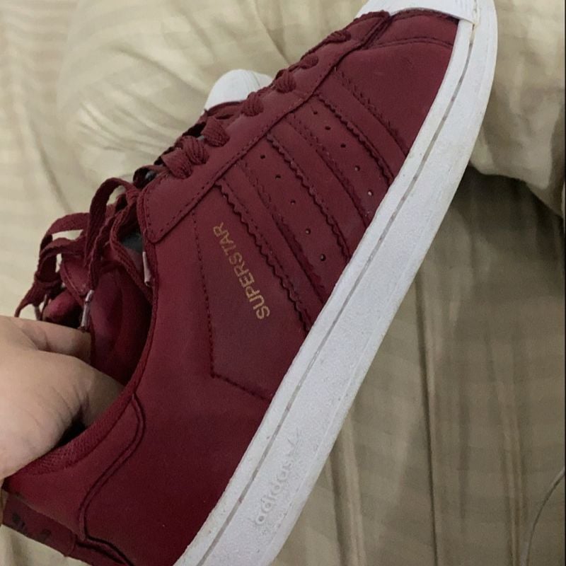 Adidas superstar slip on burgundy online