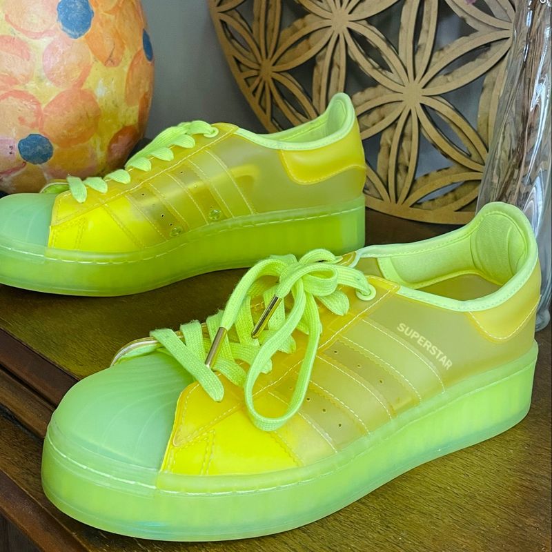 adidas gazelle silver green womens Adidas Women's Platform Neon Superstar Trainers | UK6.5