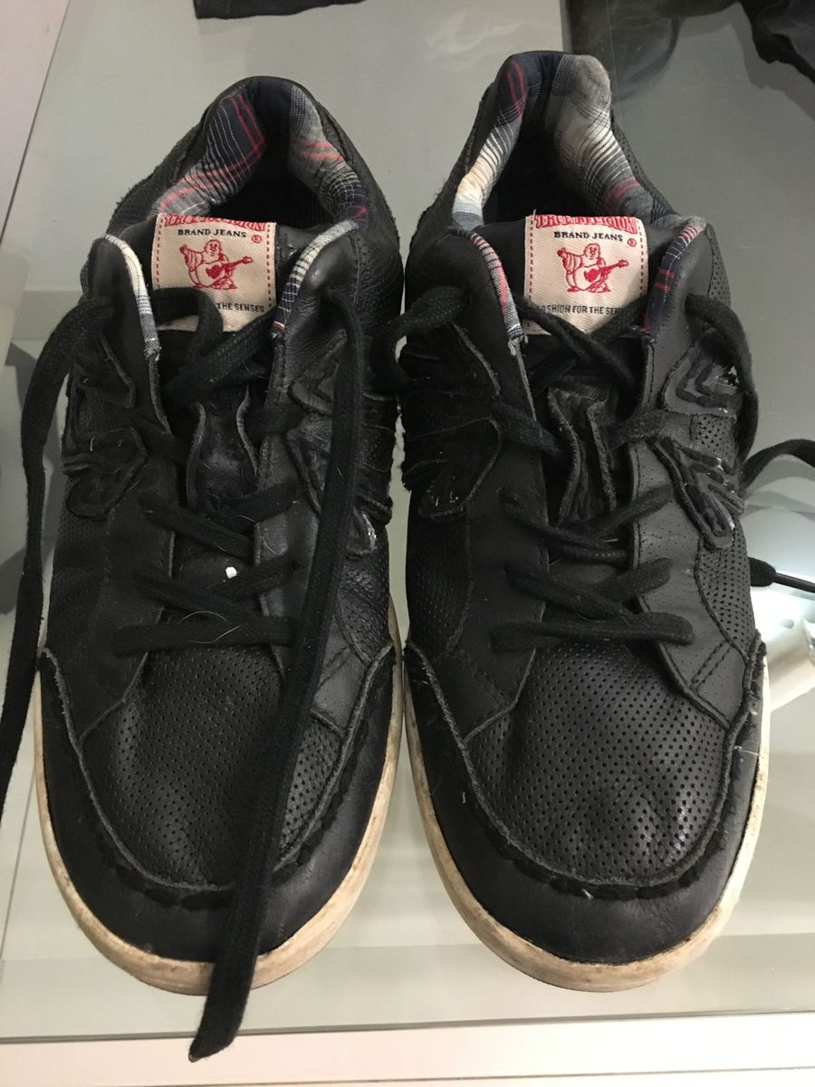 Tenis Todo em Couro Preto True Religion Novo | Tênis Masculino True ...
