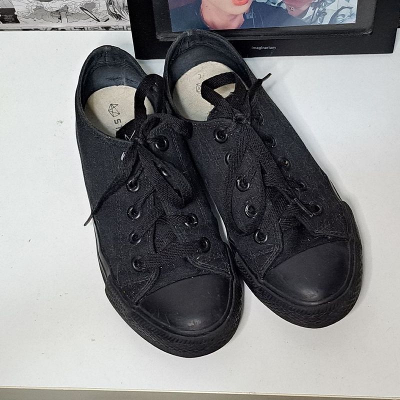 T nis Todo Preto Tipo All Star T nis Feminino Street Star Usado