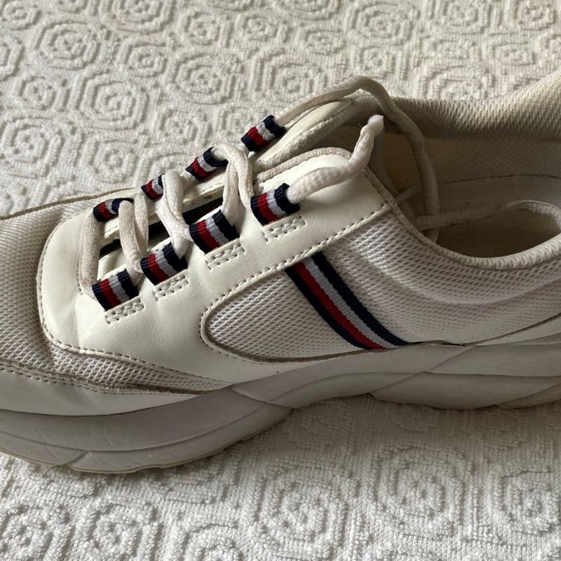 Tenis Tommy Hilfiger Unisex 38 Couro e Nylon Branco T nis