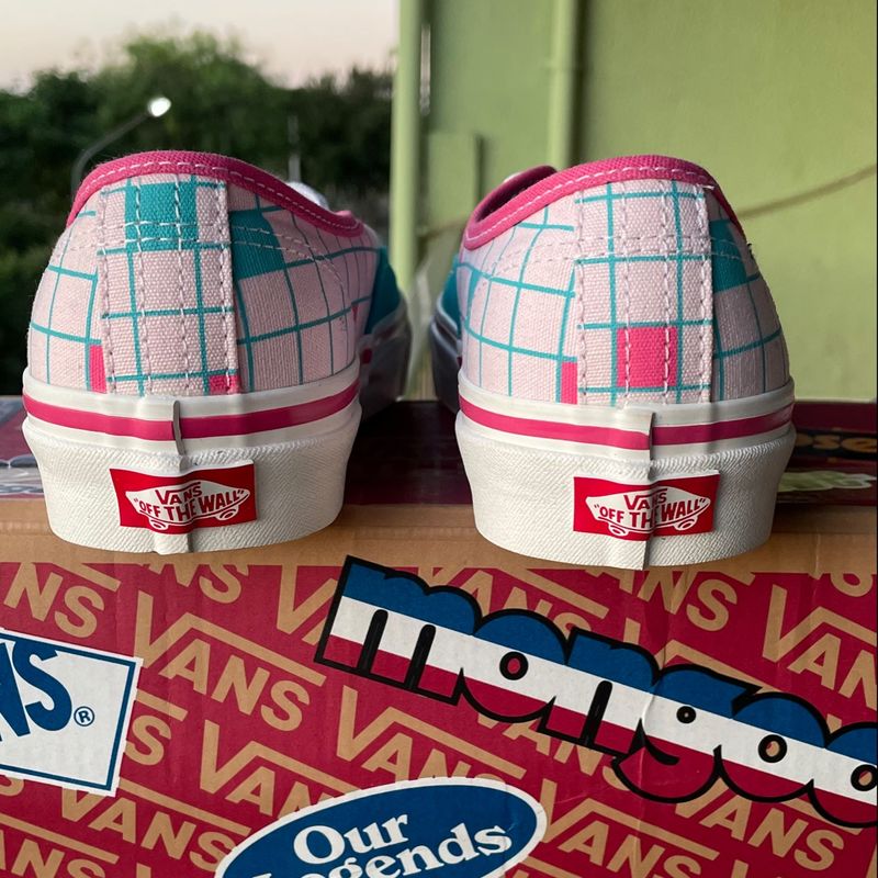 Tenis vans authentic on sale azul e rosa