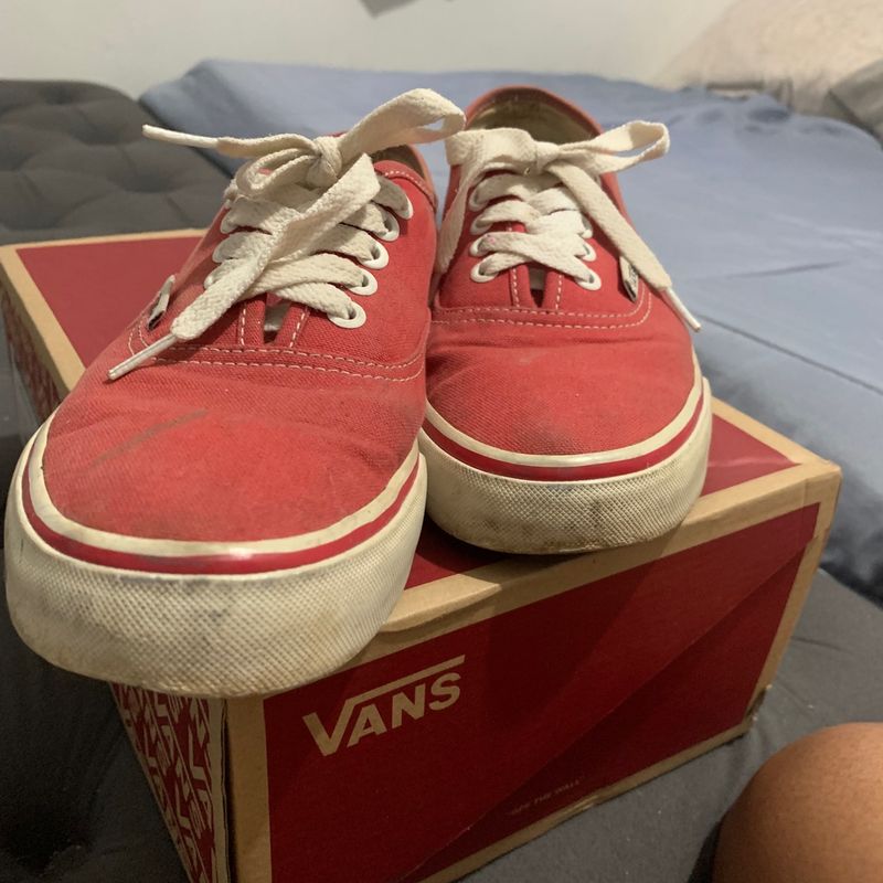 Tênis Vans Vermelho e Azul, Tênis Feminino Vans Usado 85058649, enjoei