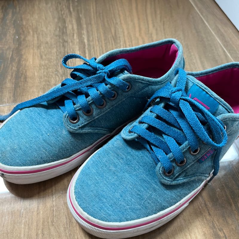 Tênis Vans Vermelho e Azul, Tênis Feminino Vans Usado 85058649, enjoei