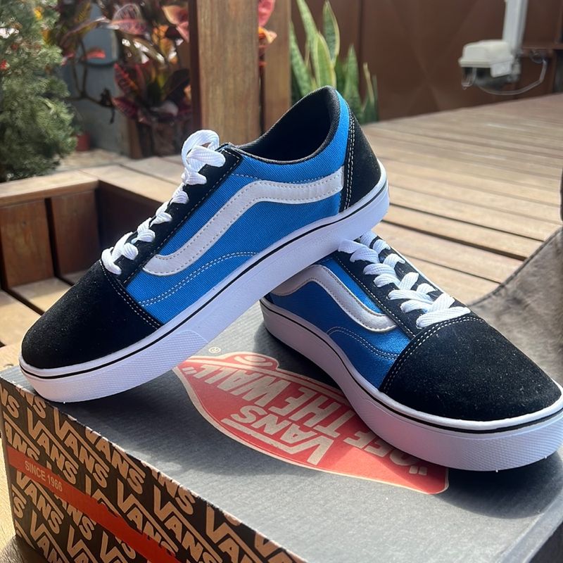 Tenis vans azul sales feminino