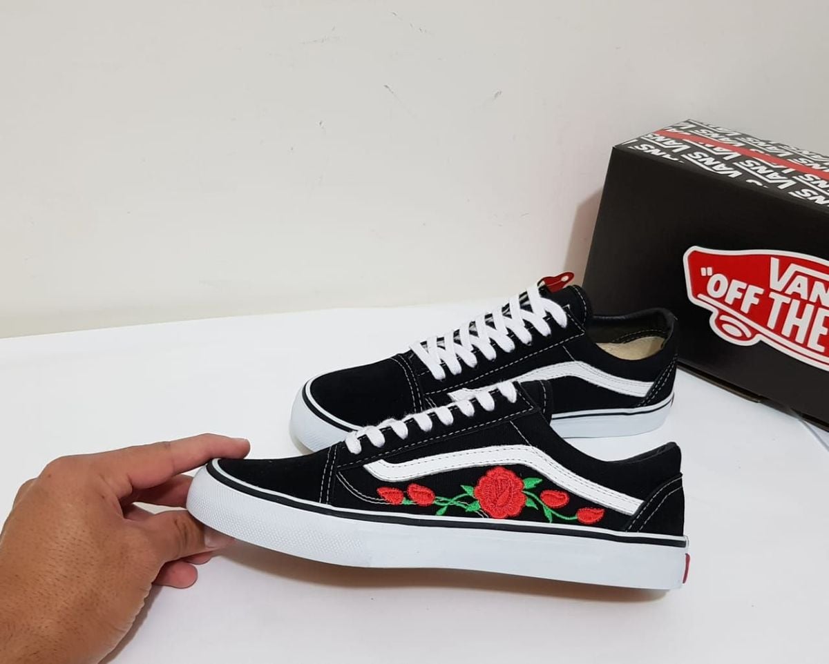 vans bordado flores