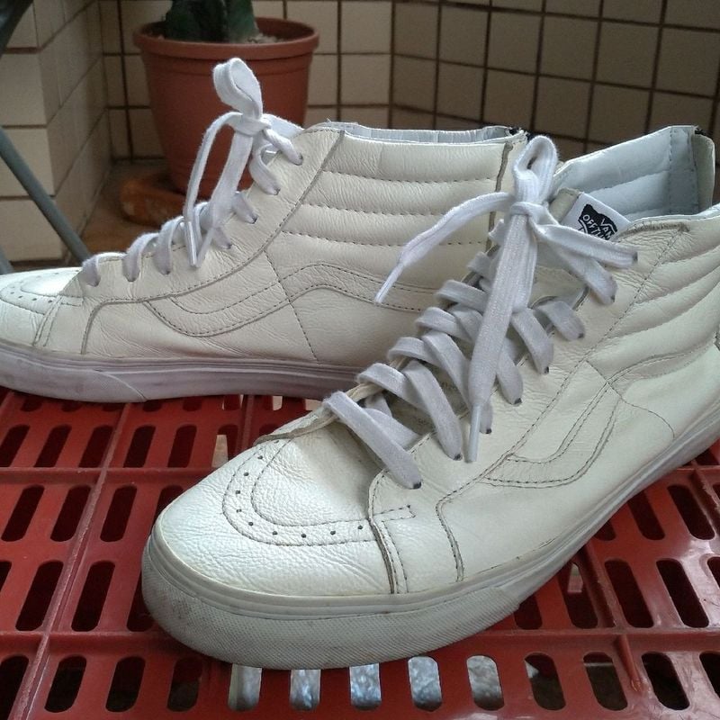 Tenis vans sale branco cano alto