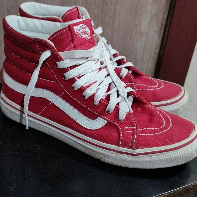 Cano Alto Sapato Vans Vermelho Tênis Vans Vermelho Cano Alto Tênis