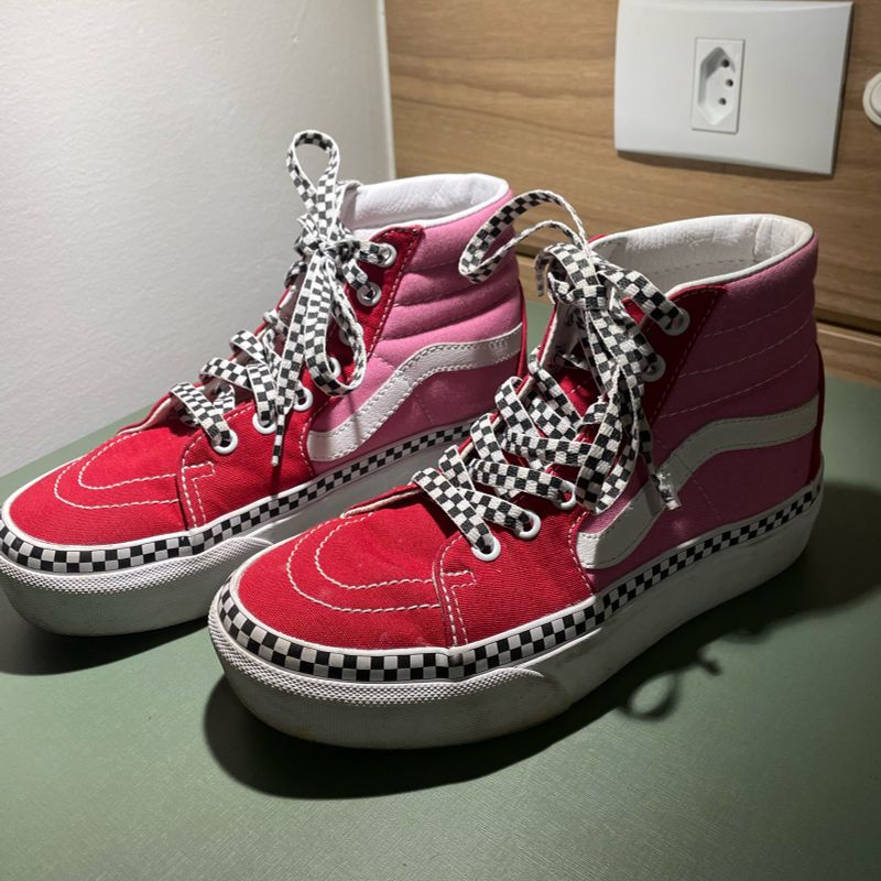 Tênis Vans Checkerboard Oldschool Vermelho e Rosa, 34, Plataforma | Tênis  Feminino Vans Usado 74289088 | enjoei