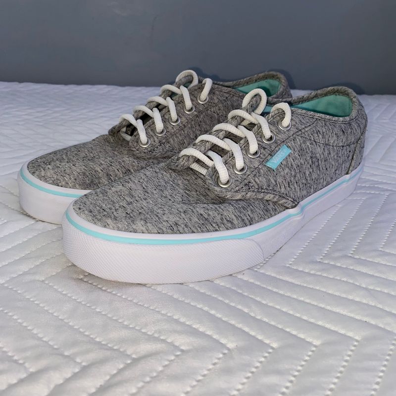 Tenis Vans Cinza e Verde Agua Usado 1 Vez Vans Usado 97904675 enjoei