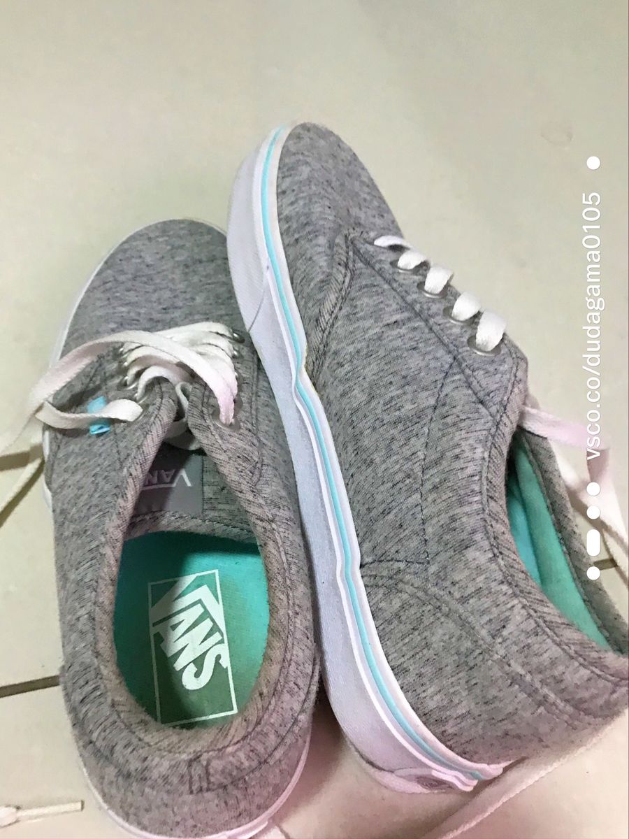 Tênis Vans Cinza e Verde Água | Tênis Feminino Vans Usado 40359735 | enjoei