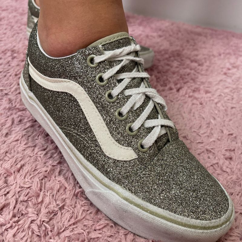 Vans com 2024 glitter prata