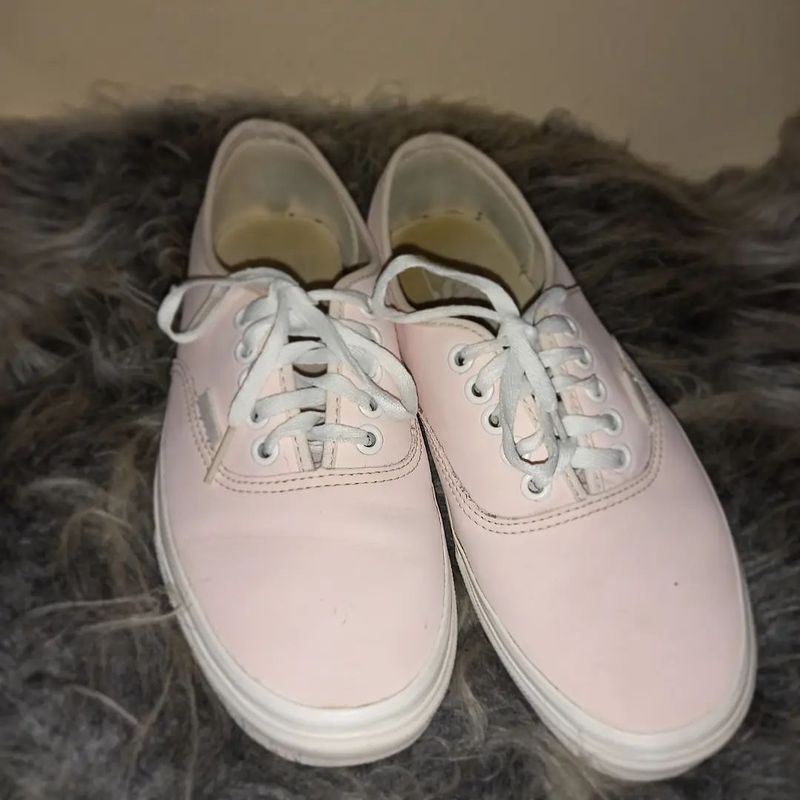 Vans rosa sale couro