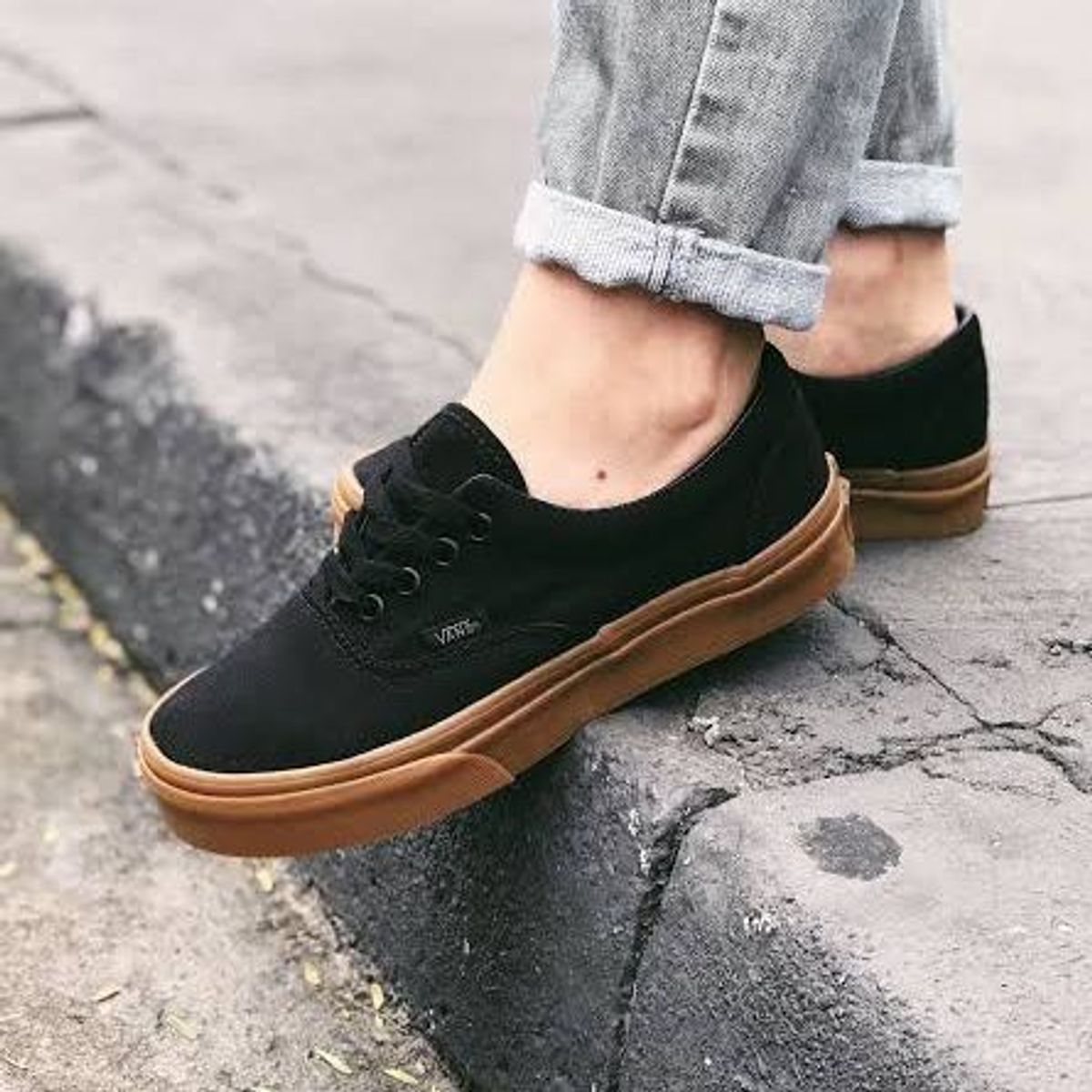 HOT Vans Era Vans Classic Black Leather Tênis Vans Era Black
