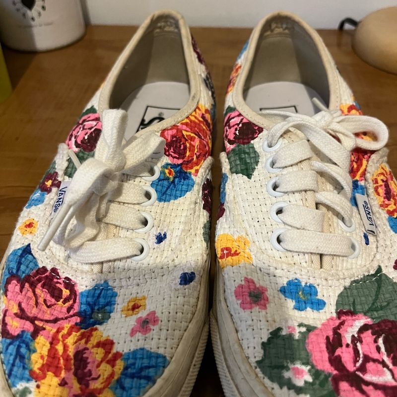 Tênis Vans Vans Bordado Tênis Vans Com Rosas Vermelhas Vans Old