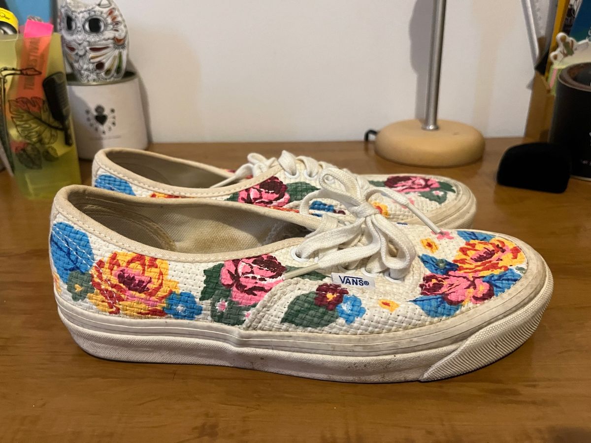Vans Authentic Vans Com Flores Bordadas Embroidered Vans Shoes, Custom Hand  Embroidery To Order