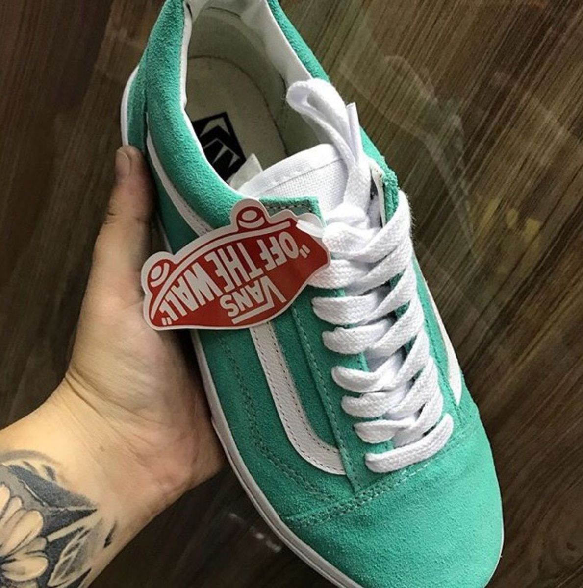 tenis vans old skool verde agua