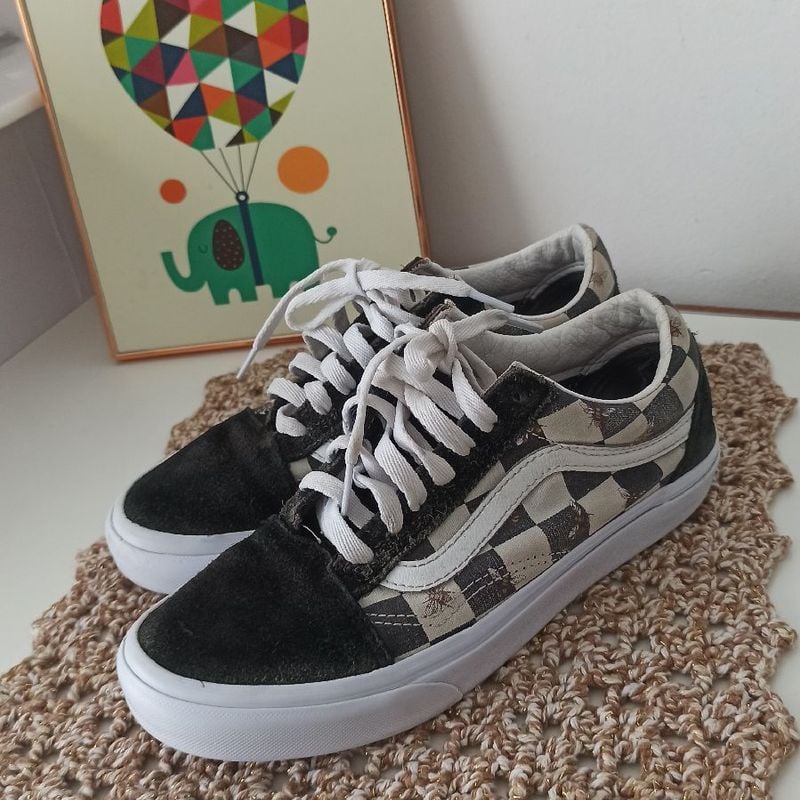 Vans Bee Check Old Skool Tênis Vans Old Skool Bee Check Abelha