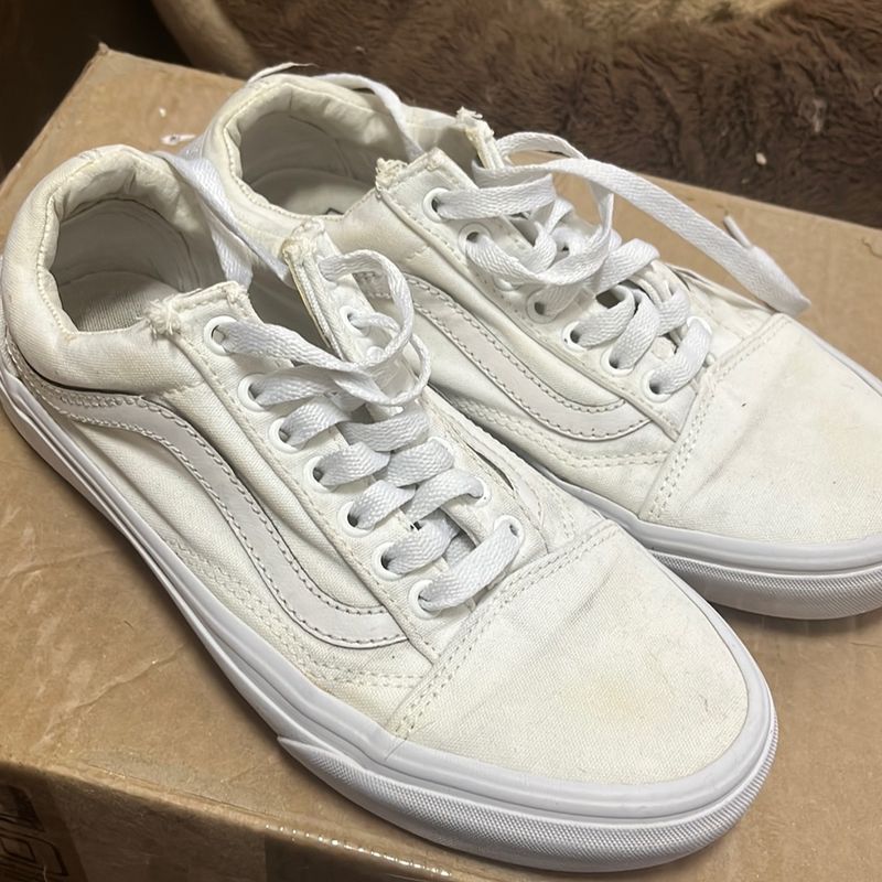 Vans Old Skool Branco em Couro | Tênis Feminino Vans Nunca Usado 41898463 |  enjoei