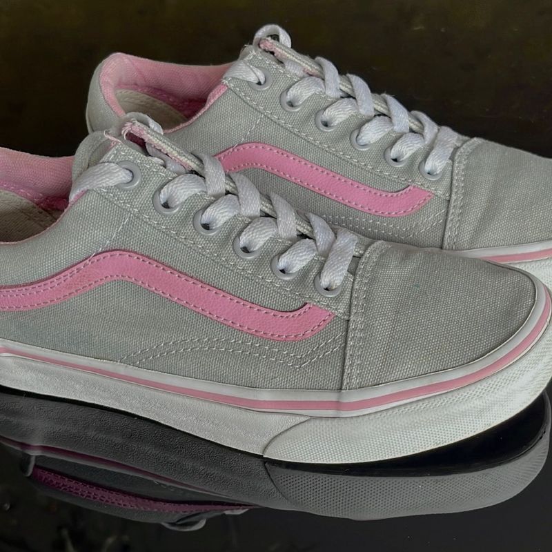 Tênis Vans Old Skool Cinza e Rosa | Tênis Feminino Vans Usado 73256161 |  enjoei