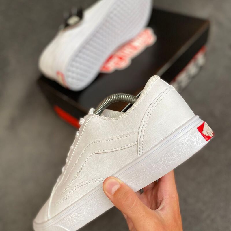 Vans Old Skool Branco em Couro  Tênis Feminino Vans Nunca Usado