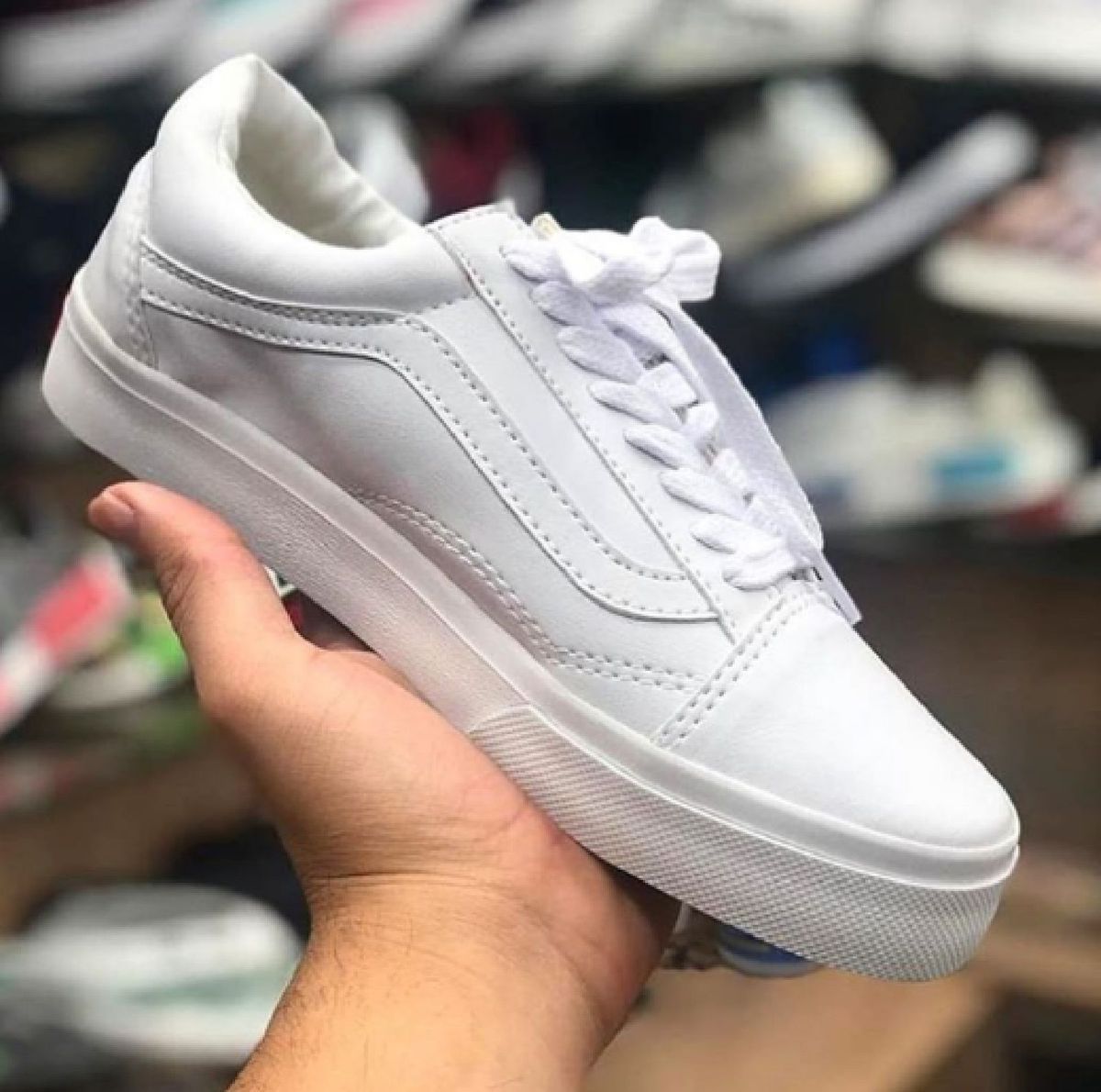 Vans Old Skool Branco em Couro, Tênis Feminino Vans Nunca Usado 41898463