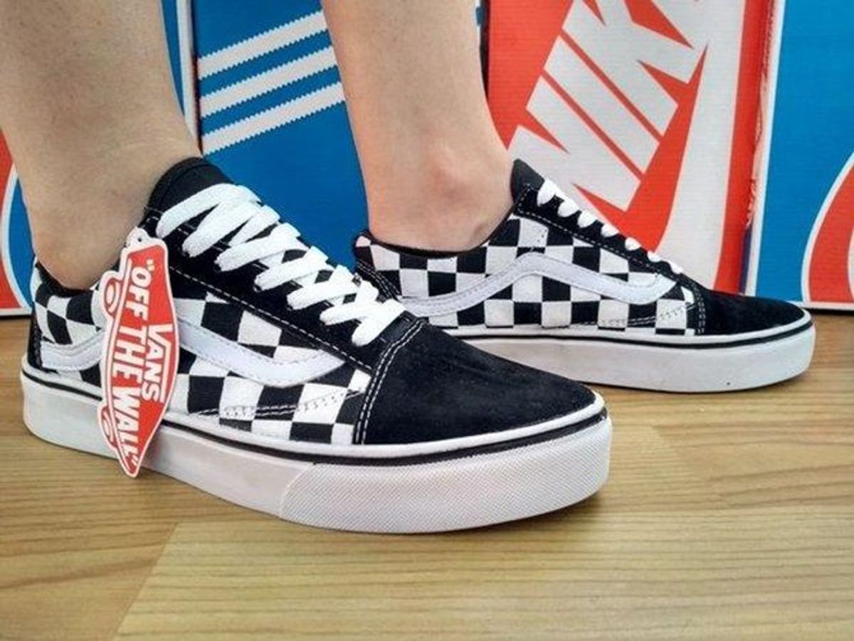 vans old skool xadrez amarelo