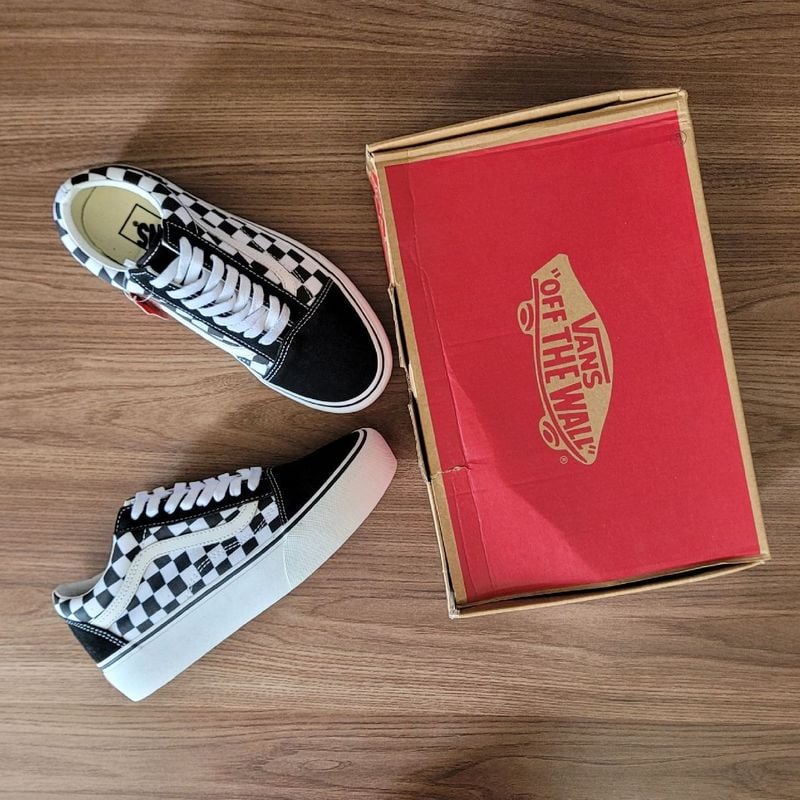 Tenis Vans Old Skool Plataforma Xadrez Feminino Vans Nunca Usado 110753739 enjoei