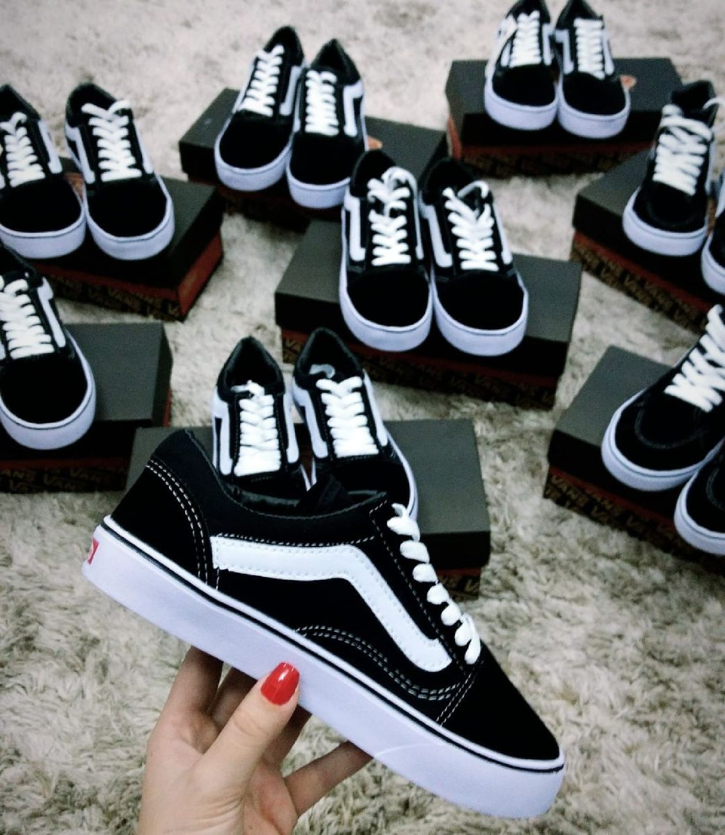 Vans old skool preto e fashion branco feminino