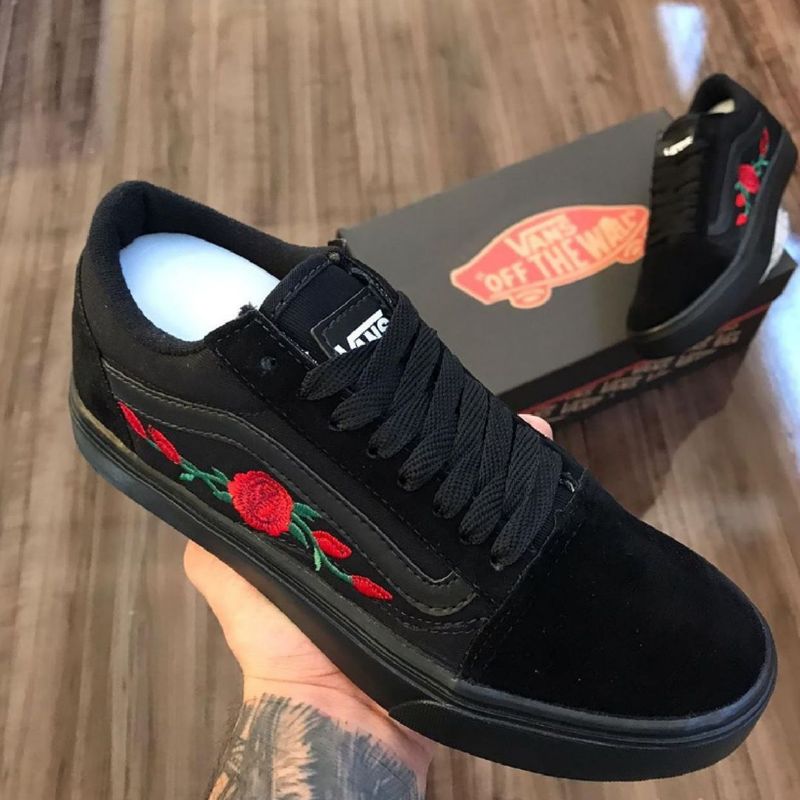 Vans old clearance skool rosas vermelhas