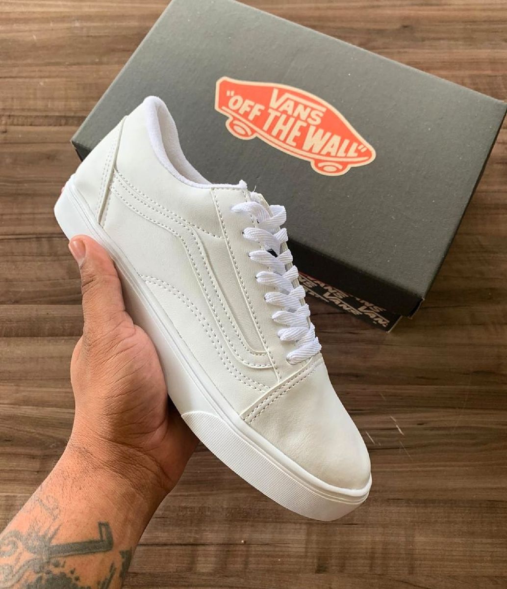 vans authentic branco couro