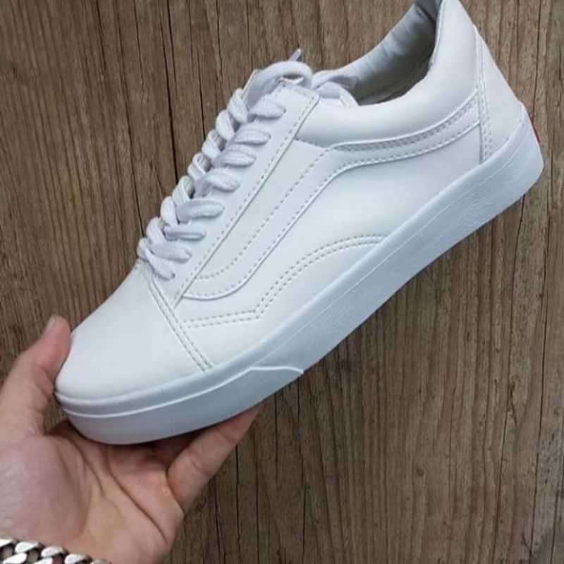 Vans Old Skool Branco em Couro, Tênis Feminino Vans Nunca Usado 41898463