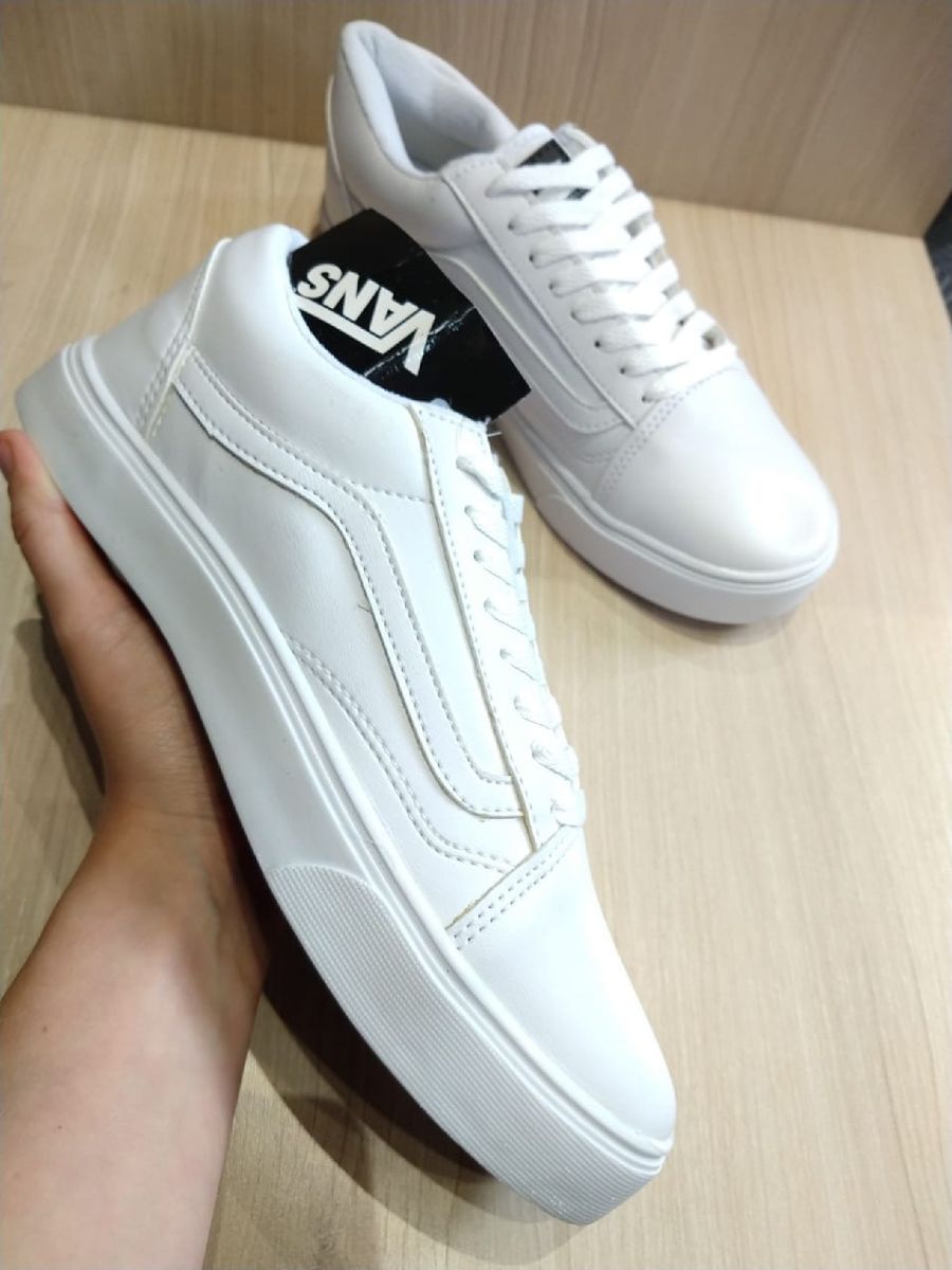 vans branco de couro