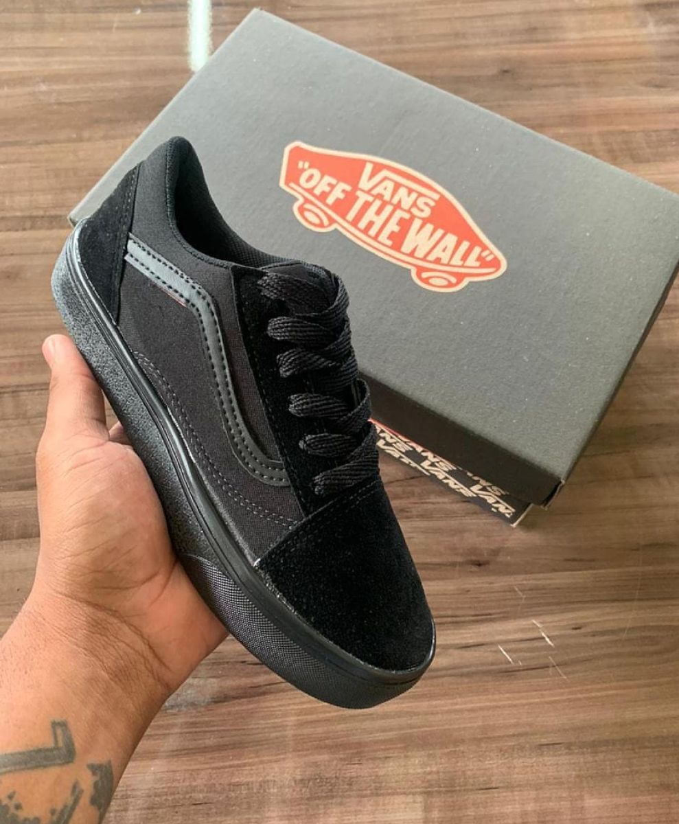 Vans todo preto sales feminino