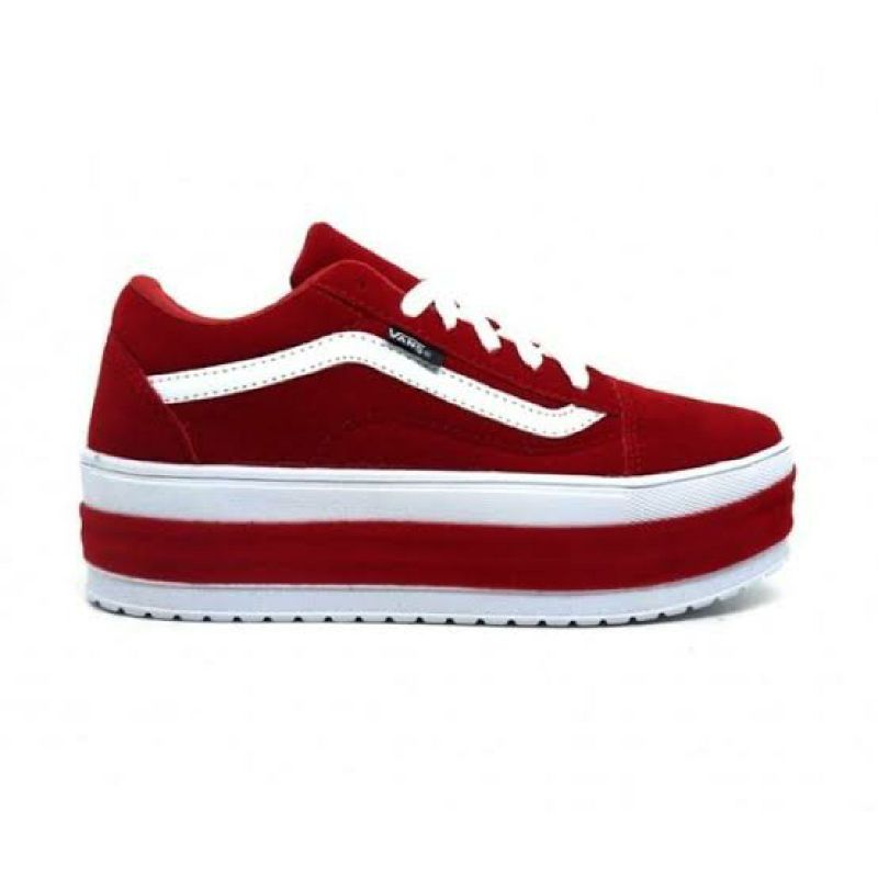 Tenis vans cheap plataforma vermelho