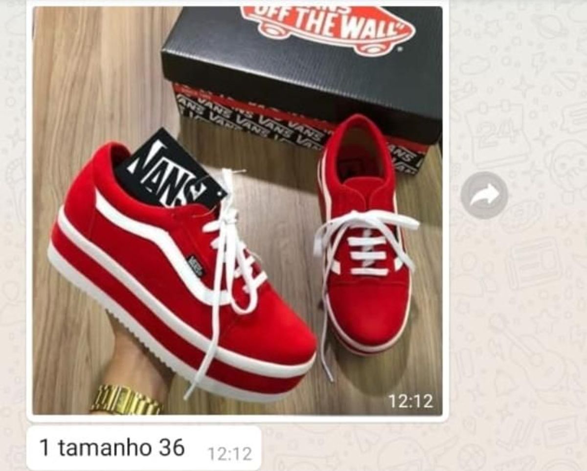 tenis vans plataforma vermelho