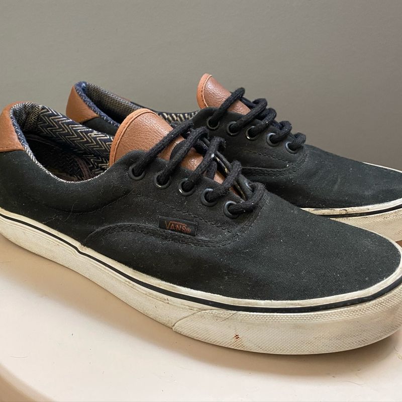Tênis Vans Preto em Lona com Detalhes em Couro Tênis Masculino