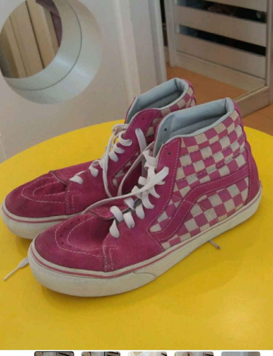 tenis vans xadrez rosa