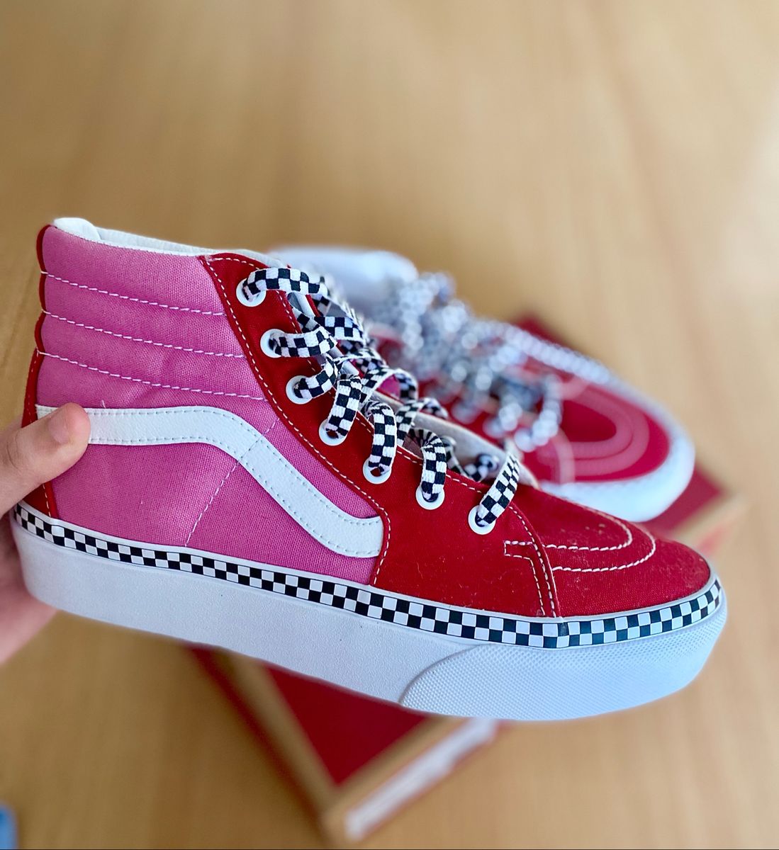 Tenis vans hot sale plataforma vermelho