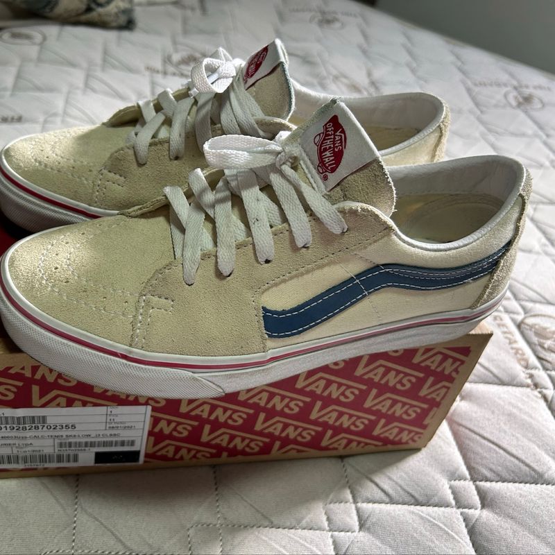 Tênis Vans Sk8 Low Branco (white/navy) Tamanho 38 com Caixa Zerado  Tênis Feminino Vans Usado 82160993 enjoei