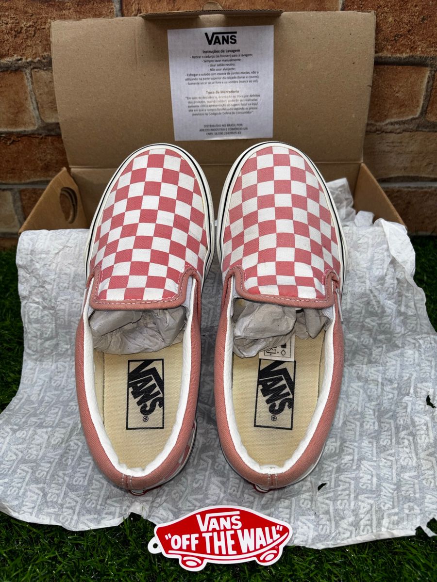 Vans Slip-on Checkerboard Rose | Tênis Feminino Vans Usado 138607170 ...